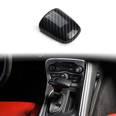 Imagem de Adesivo de tampa de botão de mudança de engrenagem de fibra de carbono para Dodge Challenger 2015-2022