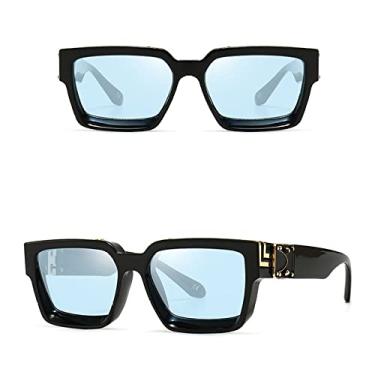 Imagem de Óculos de sol elegantes com espelho quadrado branco feminino, designer de moda, óculos de sol superdimensionados para senhoras, óculos de sol de viagem de verão, c13 preto azul dourado, tamanho único