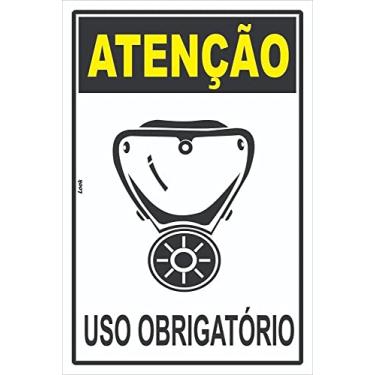 Imagem de Placa Sinalização EPI Uso Obrigatório de Máscara Respiratória 20X30CM