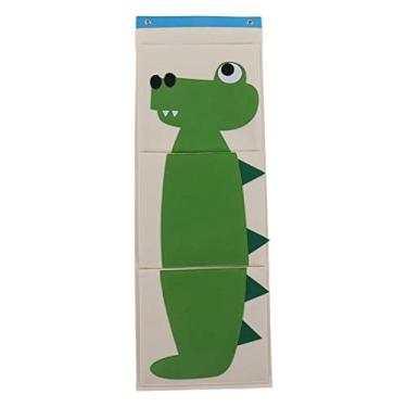 Imagem de Bolsa de armazenamento para pendurar na parede, bolsa organizadora de parede, 3 camadas de armário para berço, animal de desenho animado, bolsa de armazenamento montada na parede(Little Crocodile