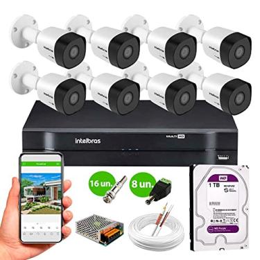 Imagem de Kit 8 câmeras de segurança Intelbras HD 720p VHD 3130 B G6 30m Infra MTEAL + DVR Intelbras + HD 1TB