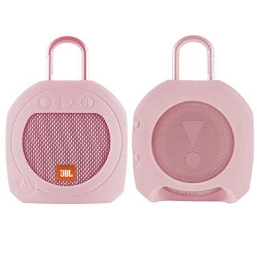 Imagem de TXEsign Capa protetora de silicone para alto-falante portátil JBL Clip 3 à prova d'água (rosa)
