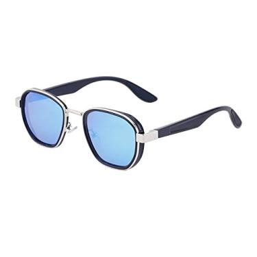 Imagem de Óculos de Sol Quadrado Masculino Feminino Óculos de Sol Polarizado Para Masculino Metal Óculos Polar UV400, C5 Prata Azul, Sem caixa