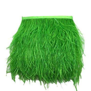 Imagem de kowaku 10 15 cm, acabamento de franja de pena de avestruz real 1 jarda / 1 m colorido - verde cebola, tamanho único