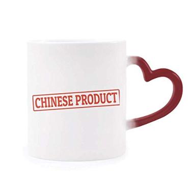 Imagem de Caneca vermelha chinesa com selo de produto vermelho com estampa sensível ao calor, copo de grés que muda de cor vermelha