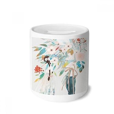 Imagem de DIYthinker Ilustradora chinesa estilo clássico caixa de dinheiro caixa de cerâmica porta-moedas presente de cofrinho