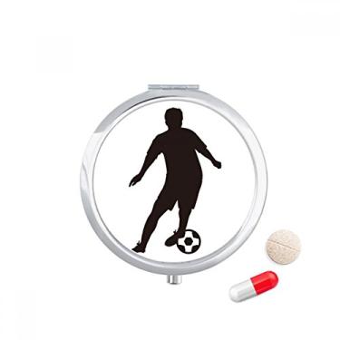 Imagem de Estojo de comprimidos de futebol americano com contorno de futebol americano, caixa de armazenamento de medicamentos dispensador de contêiner