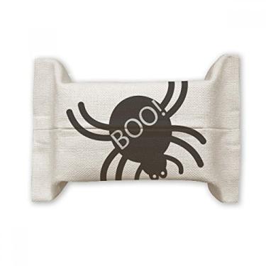 Imagem de Bolsa de linho de algodão para lenços faciais de aranha negra Halloween