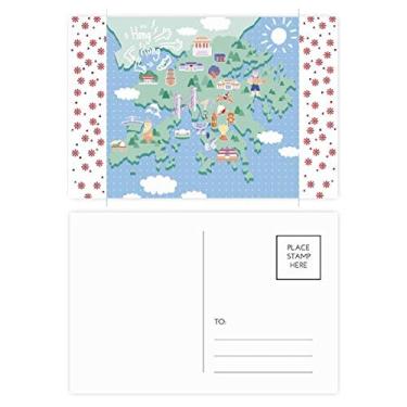 Imagem de Mapa de Hong Kong Famosos Locais China Natal Natal Flor Celebração Cartão Postal Bênção Cartão de Correio