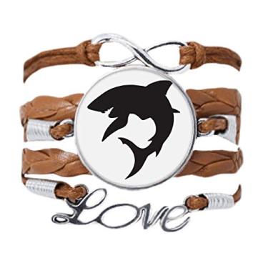 Imagem de DIYthinker Pulseira com pingente de corrente de amor e corrente com desenho de tubarão oceano azul