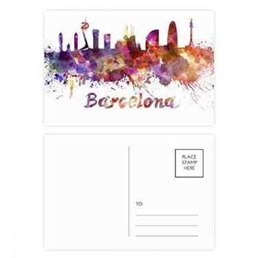 Imagem de Barcelona Espanha Cidade Aquarela Conjunto de Cartões Postais Aniversários Cartão de Ação de Graças Lado 20 peças