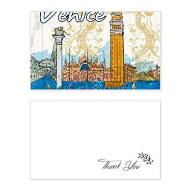 Imagem de Ilustração nacional de Veneza da Itália Cartão de agradecimento de aniversário Papel comemorativo de casamento