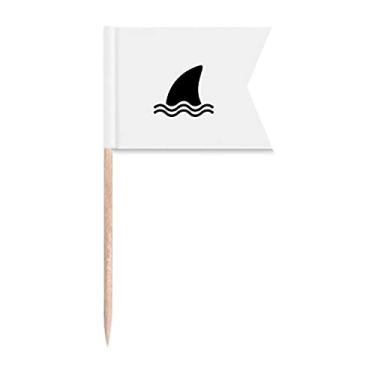 Imagem de Tubarão Dorsal Fin Terror Art Déco, Presente Fashion Palito de Dente, Marcação de Etiquetagem para Festa Bolo, Comida de Queijo