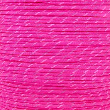 Imagem de Corda de paraquedista 5100 que brilha no escuro – Corda de paraquedista ao ar livre para caça, acampamento, esporte, utilidade e recreação – Feito nos EUA (rosa neon, 100 pés)