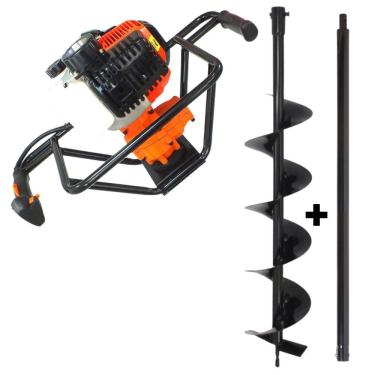 Imagem de Perfurador de Solo Profissional Vulcan VPS520 á Gasolina 2T 52cc 2,5hp Broca 80x10cm + Extensor de 80cm Ideal Para Instalações de Mourões e Palanques