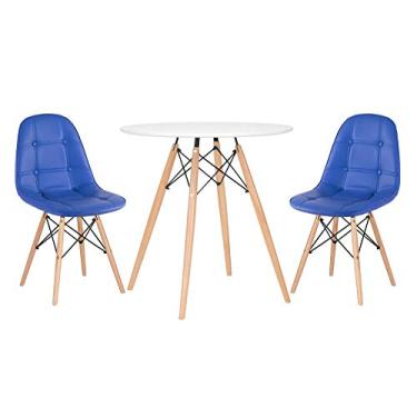 Imagem de Loft7, Kit Mesa Eames 70 cm branco + 2 cadeiras Eames Botonê Azul