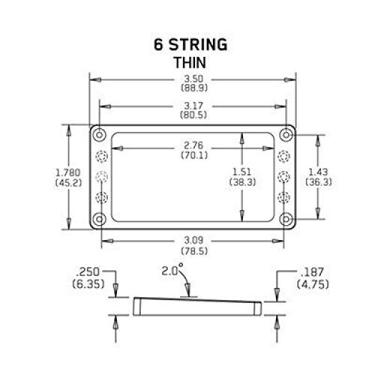 Imagem de Moldura EMG Para Captador Humbucker - Tapered Thin .250" (6,35mm) - Braço - (Black) - 5169.00