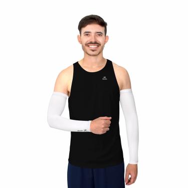 Imagem de Manguito Longo Elástico Basic Muvin – Par – Mangote – Proteção Solar - FPS UV50+ - Refletivo - Tecido Dry – Elástico na Barra – Se Ajusta ao Corpo Sem Apertar – Proteção – Conforto - Vôlei (M, Branco)