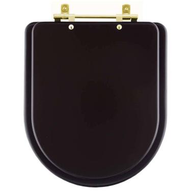 Imagem de Assento Sanitário Carrara Marrom Fosco para vaso Deca Com Ferragem Dourada