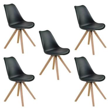 Imagem de Kit 5 Cadeiras De Jantar Design Saarinen Wood Base Madeira Lívia R02 P