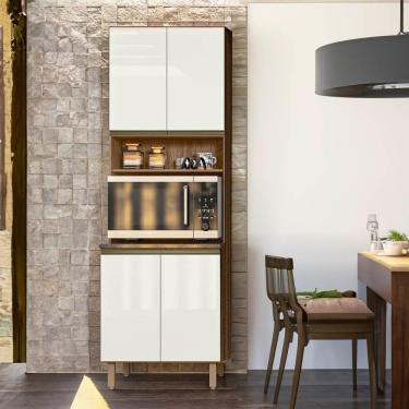 Imagem de Armário Organizador Para Lavanderia 100% MDF Carvalho Rústico Off White Cetim Maven Shop Jm