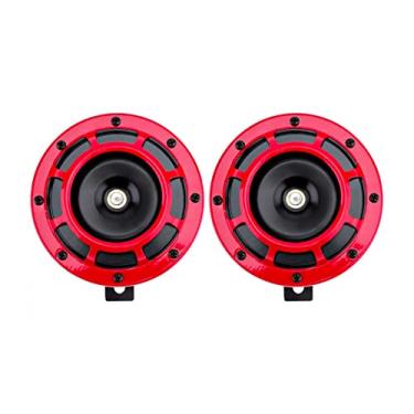 Imagem de Buzina de ar super alta buzina de carro 12V 140DB buzina de grade universal super alta novo esquema de cores legal modificação de motocicleta kit de buzinas de trem de eletricidade (cor: vermelho, tamanho: 12V)
