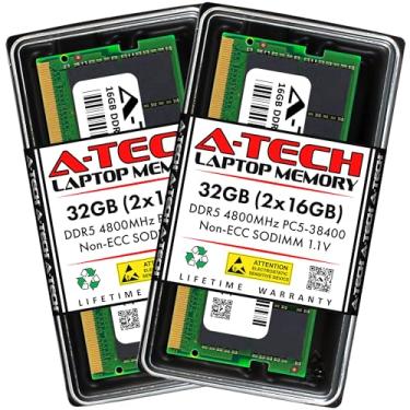 Imagem de A-Tech Kit de 32 GB (2 x 16 GB) DDR5 4800MHz PC5-38400 CL40 SODIMM 1,1 V Non-ECC Unbuffered SO-DIMM 262-Pin Laptop Computer RAM Módulos de atualização de memória