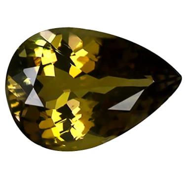Imagem de Pedra preciosa natural solta em forma de pera 1,24 ct com certificação AIG (8 x 6 mm) amarelo-acastanita não aquecida, Large, pedra preciosa, Tanzanita