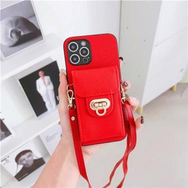 Imagem de Para samsung s23 ultra s22 s21 fe s20 nota 20 10 lite a54 14 24 34 32 52 51 71 caso slot para cartão crossbody carteira telefone capa, vermelho, para samsung a34