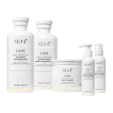 Imagem de Kit Keune Vital Nutrition Shampoo 300ml, Condicionador 250ml, Máscara 200ml, Creme Thermal 140ml, Spray 200ml, Leave-in