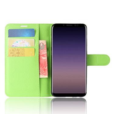 Imagem de Capa carteira para Samsung Galaxy A8 2018, capa carteira flip de couro PU premium com compartimento para cartão, suporte e fecho magnético [capa interior à prova de choque de TPU] compatível com