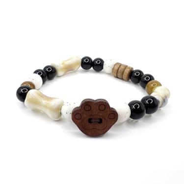 Imagem de Yudisho Pulseira de contas de cerâmica feita à mão, pulseira fofa de pata de gato, pulseira elástica, presente para namorada, mãe, menina, 7.48in, Cerâmica, Sem pedras preciosas