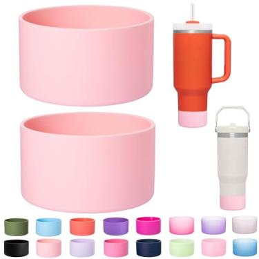 Imagem de LONPARRY - Pacote com 2 capas de silicone para copo Stanley Quencher Adventure de 1180 ml e 890 ml, Stanley IceFlow 890 ml de 590 ml, acessórios protetores de copo Stanley, capa antiderrapante rosa