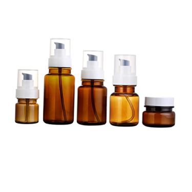 Imagem de 1 conjunto 5 peças dispensador de garrafa de bomba recipiente de loção de viagem recipientes de maquiagem recipiente de sabão líquido transparente conjunto de garrafa de viagem garrafa cosmética garra