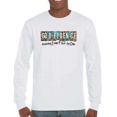 Imagem de GODfidence Camiseta de manga comprida Fofa Cristã Igreja Religiosa Senhor Inspiração Confiante em Deus Religião Motivação, Branco, M