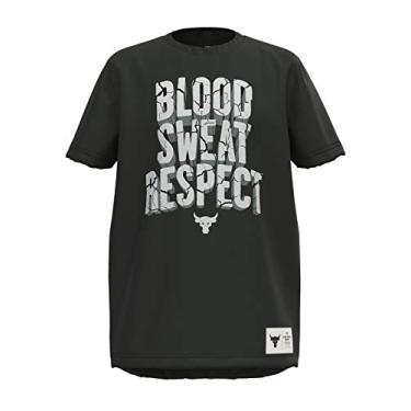 Imagem de Under Armour Camiseta esportiva de manga curta para meninos (8-20) Project Rock Blood Sweat Respect, Verde, P
