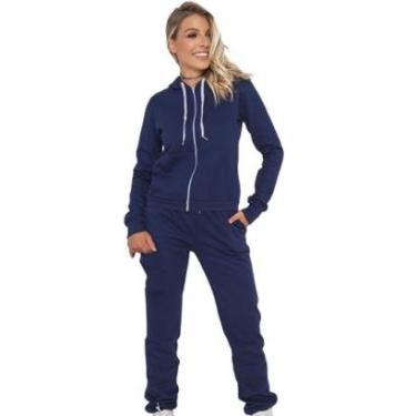 Imagem de Conjunto Moletom Bolso Canguru zíper Blusa Jaqueta Casaco Bobojaco  Calça Moletom-Feminino