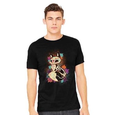 Imagem de TeeFury - Skeleton Fox - Camiseta masculina animal,, Preto, 4G