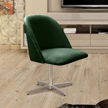 Imagem de Poltrona Decorativa Gaia Giratória Metal para Sala, Quarto, Recepção Verde