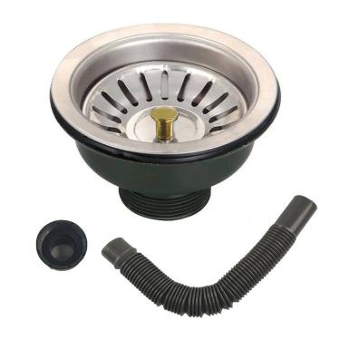 Imagem de Ralo Valvula Dreno de Pia 10x10 Filtro Sifao Tubo de Escoamento Casa Cozinha Lavanderia Lavabo