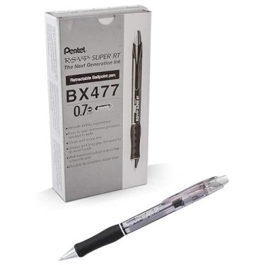 Imagem de Pentel Caneta esferográfica RSVP Super RT, linha fina (0,7 mm), tinta preta, caixa com 12 (BX477-A)