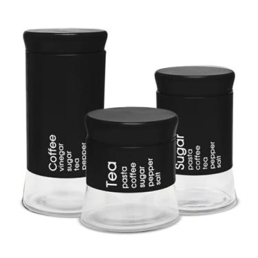 Imagem de Conjunto De 3 Potes Will Inox e Vidro Porta Mantimentos Preto - Dolce Home