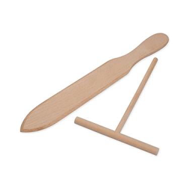 Imagem de DS. DISTINCTIVE STYLE Kit de espátula de crepe e espátula de crepe, conjunto de 2 ferramentas de crepe espátula de madeira e ferramenta em forma de T de 12 cm