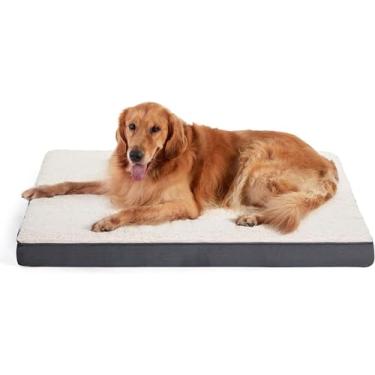 Imagem de QIYANER Cama ortopédica extra grande para cães, cama grande à prova d'água para cães com capa removível lavável e fundo antiderrapante, 76 * 50 * 8 cm branco cremoso,137 * 111 * 8cm