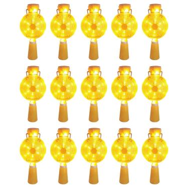 Imagem de Sinalizador Solar Viario LED Kit 15 Unidades Automatico Cone Sinalizaçao Segurança Obra Rodovia Estrada Rua Fiscalizaçao