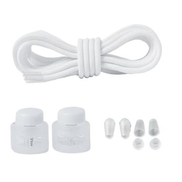 Imagem de Elastic Laces Sneakers Round Rubber Bands No Tie Shoelaces Unisex Basketball Shoe Laces Children Free Tie Shoestrings(WHITE)