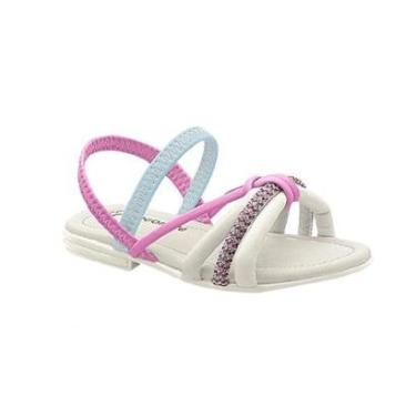 Imagem de Sandália Infantil Menina Slim Off White Multicolor Pé com Pé 800105-1532-Feminino