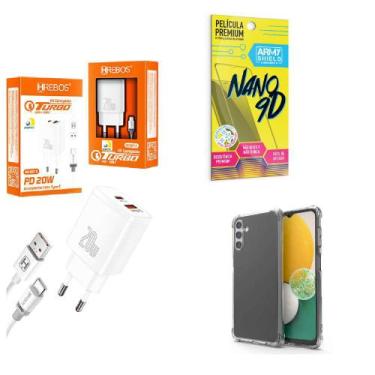 Imagem de Kit Carregador Turbo 20W + Capinha Samsung A13 5G + Película de Cerâmi
