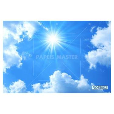Imagem de Papel De Teto Céu Azul Nuvem Branca Dia Manhã 3,5M Rof02 - Você Decora