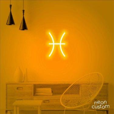 Imagem de luminaria letreiro Neon Led Signo Peixes 70x50 luminoso decoração p/ s